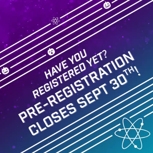 White text on purple background: "Have you registered yet? Pre-registration closes Sept 30th!"